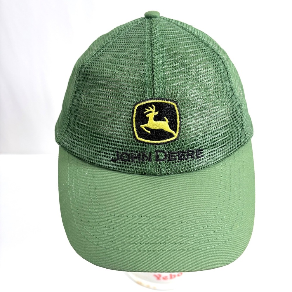 John Deere Trucker Hat Green Mesh Snapback Logo Cap